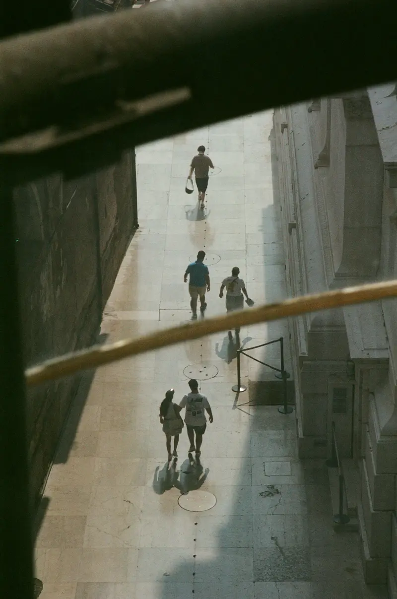 Through the railing