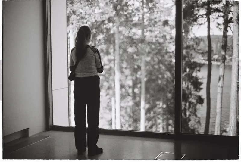 At the window